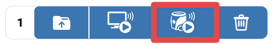 Третья кнопка в строке выделена, чтобы обозначить значок робота со стрелкой воспроизведения.