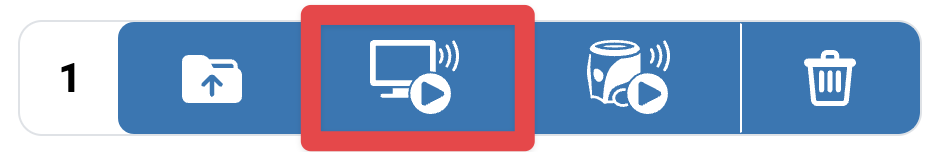 Segundo botón en la línea resaltada para indicar un icono de computadora con una flecha de reproducción.