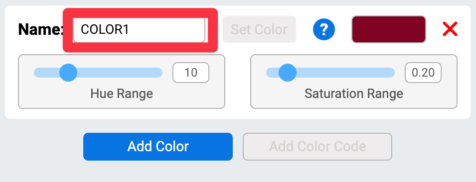 Versión ampliada de la ventana de la utilidad AI Vision con una llamada en el cuadro de texto Nombre de la firma de color que se acaba de configurar.