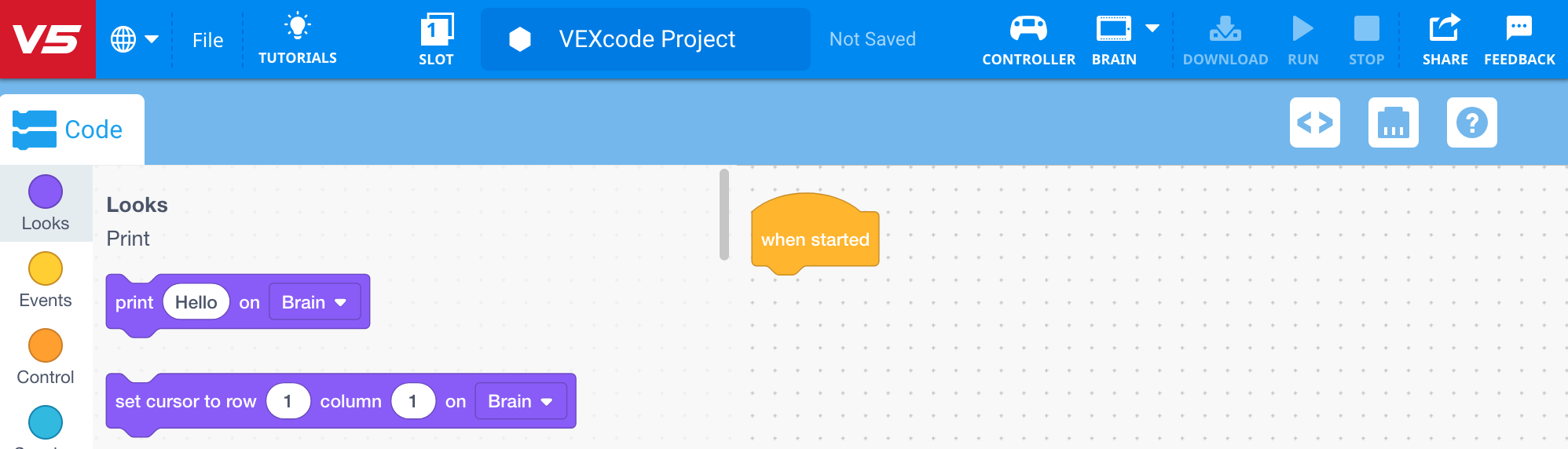 Indítsa el a VEXcode V5-öt