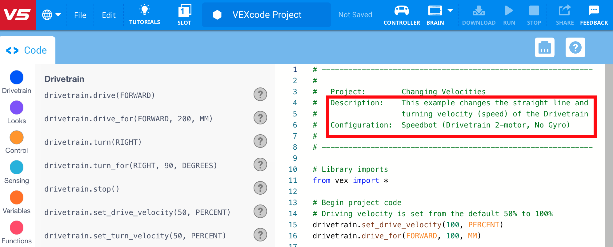 vex robotics python