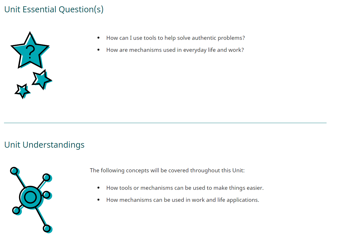 VEX GO Helping Hand Unit Essential Questions and Unit Understandings