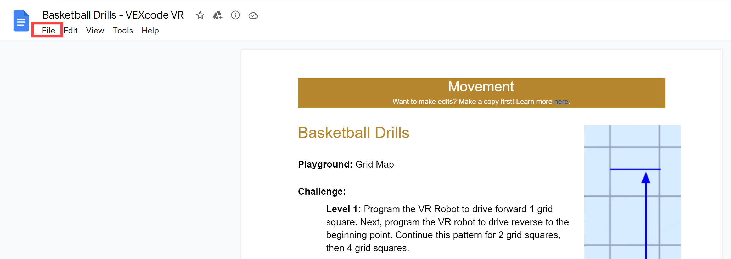 Customizing Resources Using Google Drive for VEX GO – VEX Library