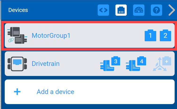change the port number of a motor by first selecting the motor
      group in the Devices window