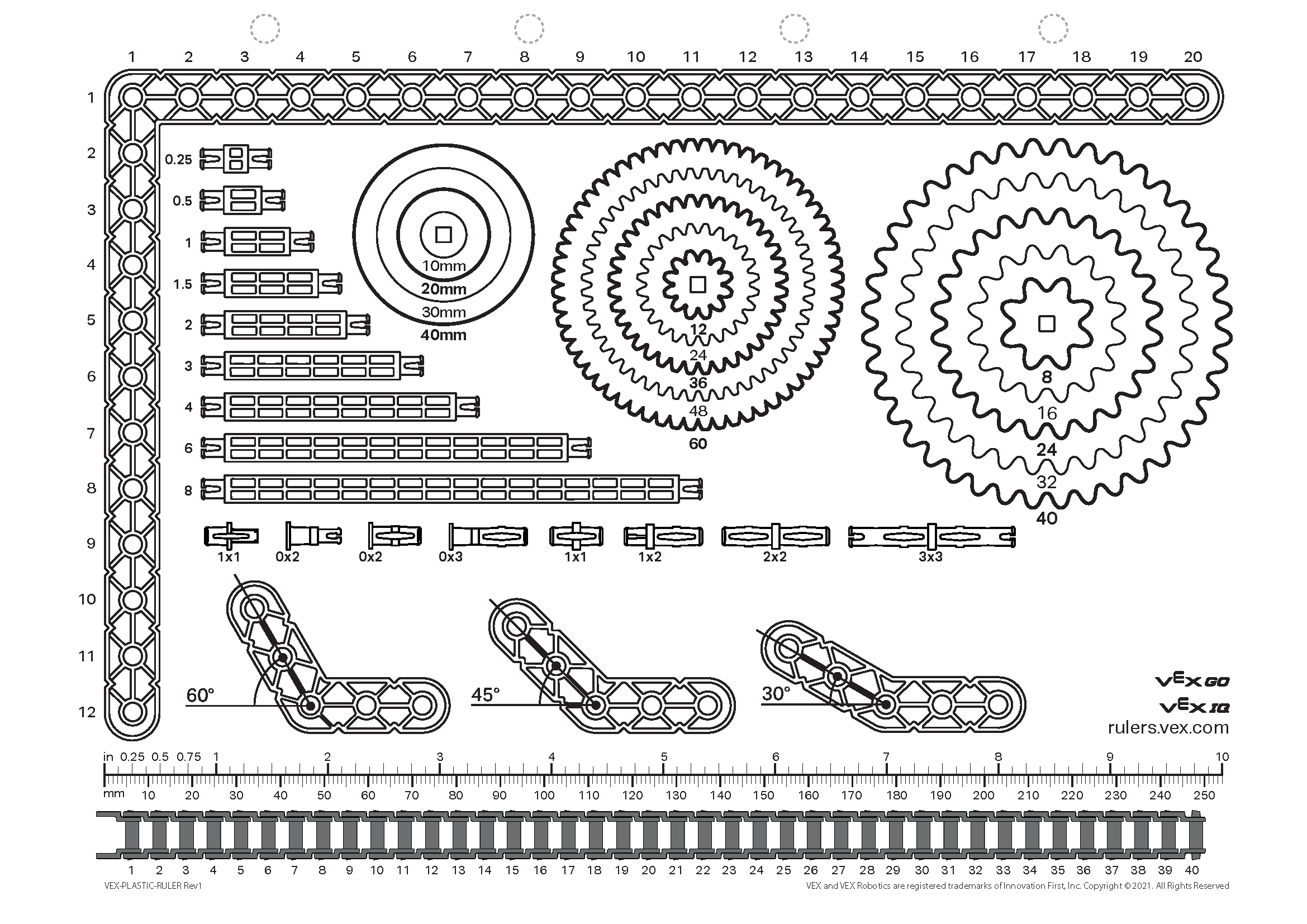 Using the Printable VEX Plastic Parts Ruler (VEX GO / VEX IQ
