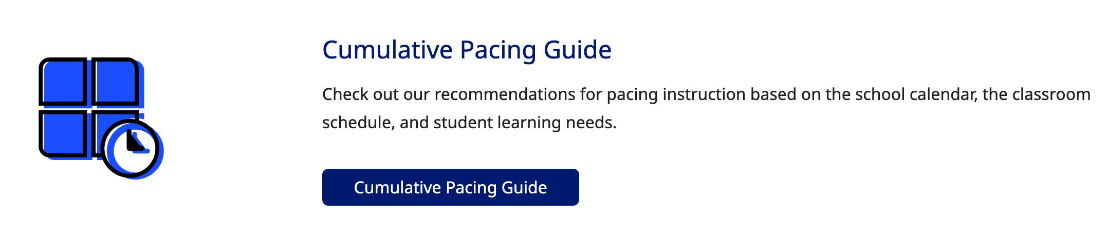 Cumulative Pacing Guide in Teacher Portal
