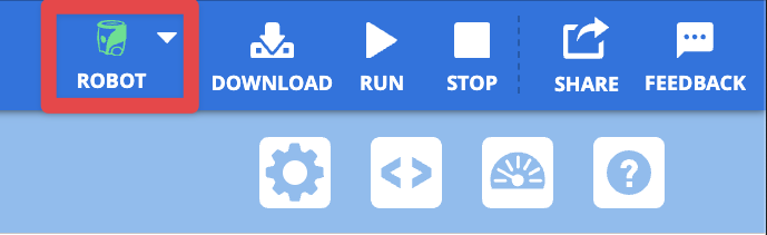 Robot icon on the top right of VEXcode AIM.