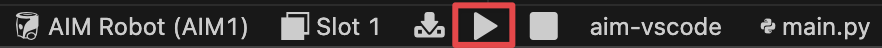 The same VS Code Toolbar image as before, now highlighting the play icon in the center, to the right of the Download icon.