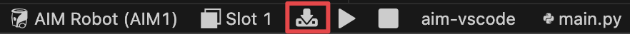 The same VS Code Toolbar image as before, now highlighting the download icon in the center, to the right of Slot 1.