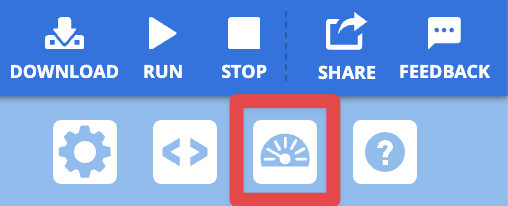 Het VEXcode AIM Monitor-pictogram werd aangegeven met een rood kader.