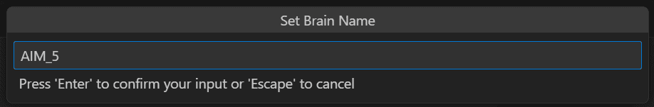Nosaukums AIM pasvītrojums 5, kas ierakstīts nosaukuma dialoglodziņā.