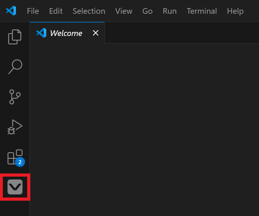 Captura de pantalla de la extensión VSCode con el icono de VEX Brain resaltado.