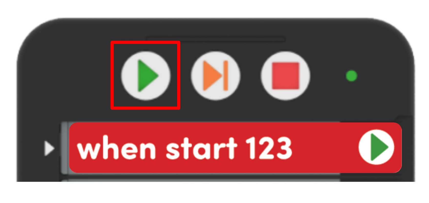 Haut du codeur avec le bouton Démarrer en surbrillance.
