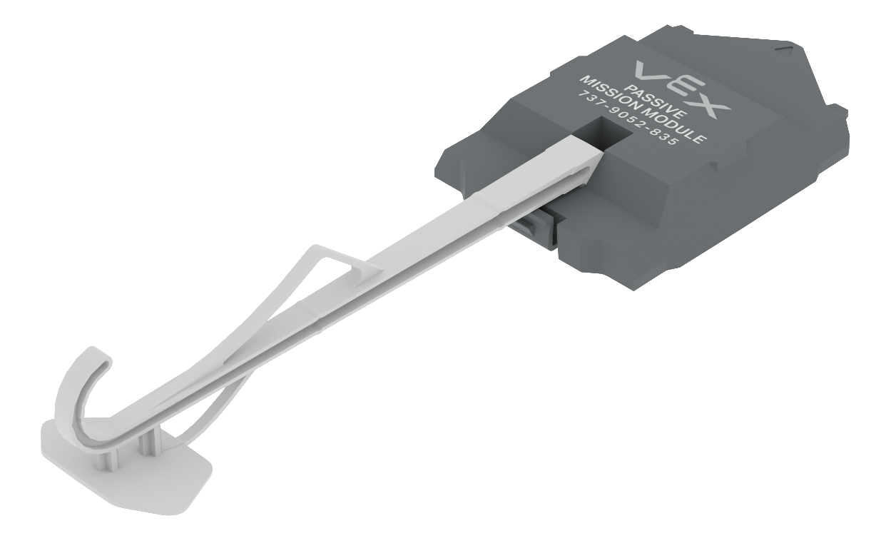 Close up view of the Passive Mission Module. This module has a hook that hangs from the module and can be used to transport items.