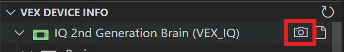 Camera icon is highlighted next to the VEX Device Indicator folder title.