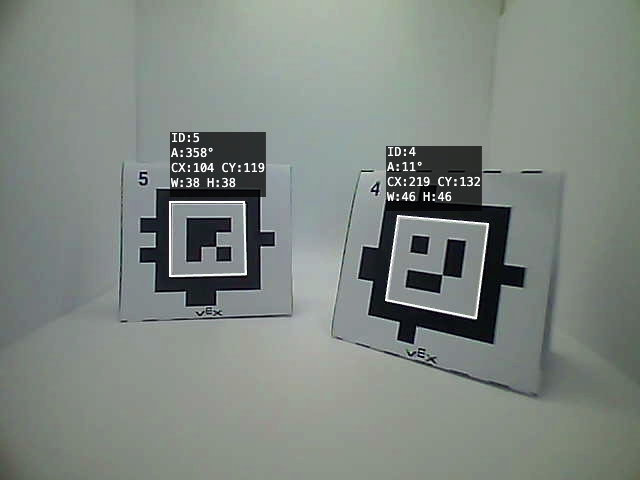 Two AprilTags in the AI Vision Utility. One shows as ID 5 and the other shows as ID 4.