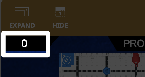 The score feature to the upper left of the Field, reading 0 and called out with a white box.