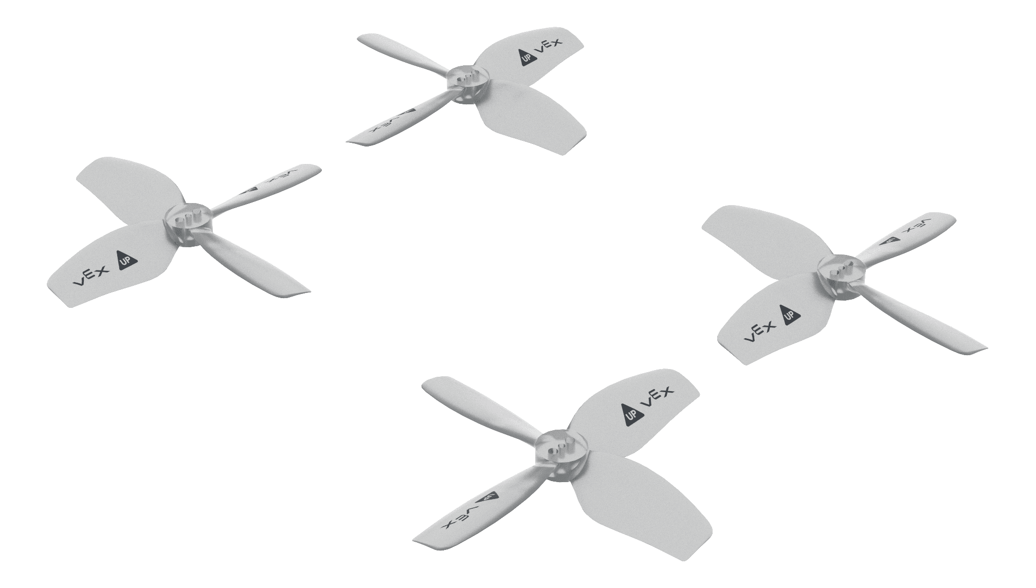 4 grey 4-blade propellers.