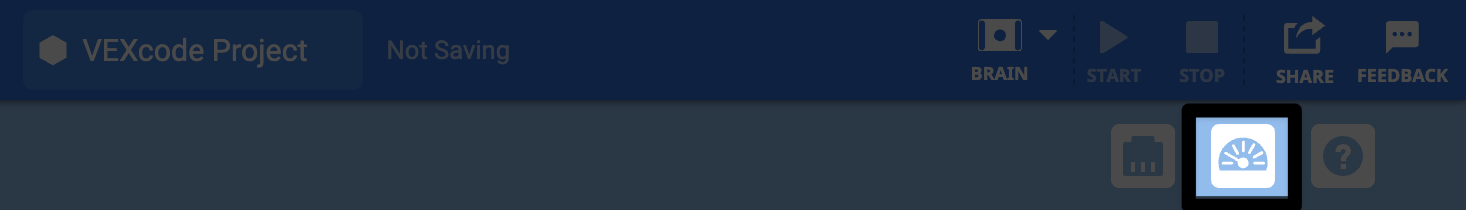 The monitor icon in the upper right hand corner of VEXcode GO