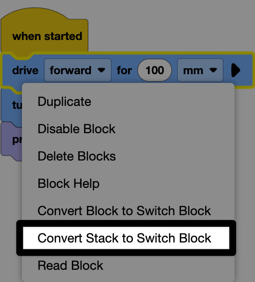 Same image as above, highlighted the convert stack to switch block