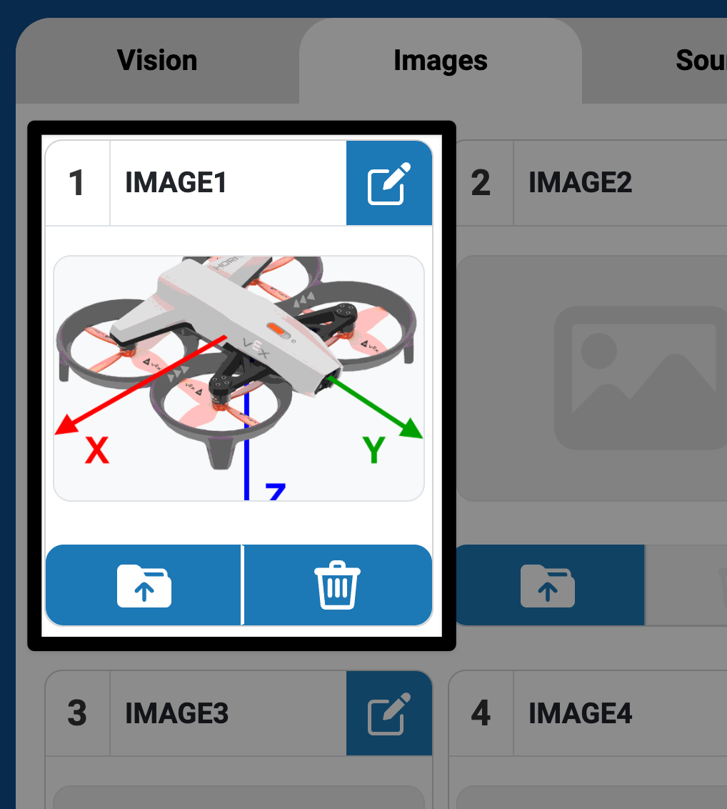 Images tab with the loaded image previewing in the the Image 1 location.