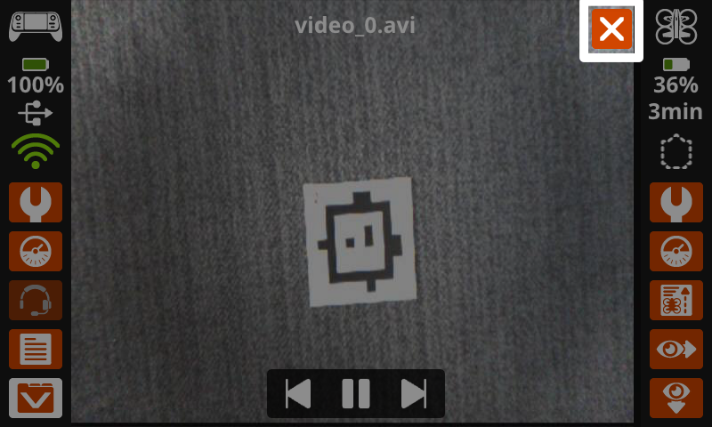 The same image as the one previous with the orange x button in the upper right corner of the display highlighted.