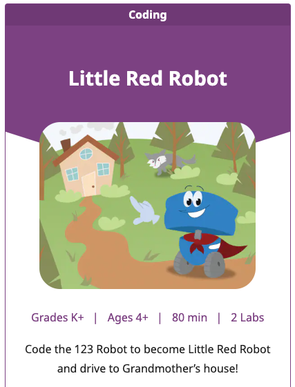 Baldosa de 123 unidades de laboratorio STEM para la unidad Little Red Robot.