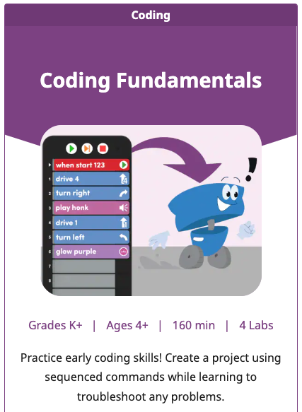 123 Unidad de laboratorio STEM para la unidad de fundamentos de codificación.