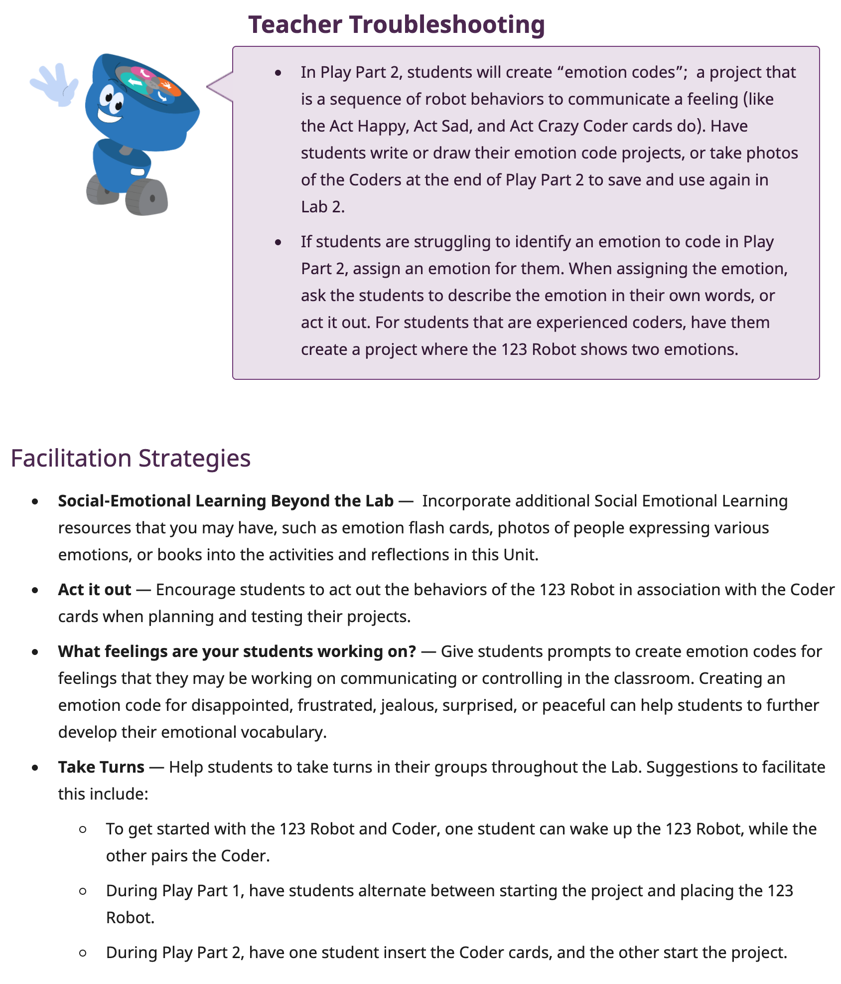 Captura de pantalla de las estrategias de facilitación y resolución de problemas para docentes de un ejemplo de la sección Participación de un laboratorio STEM, para ilustrar dónde se pueden encontrar consejos de enseñanza específicos del laboratorio.