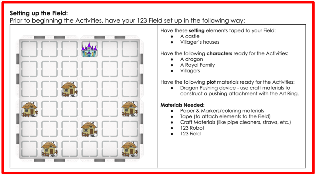 Captura de pantalla de la sección Configuración del campo de las notas del maestro en la serie de actividades de Dragon in the Village, utilizada como ejemplo.