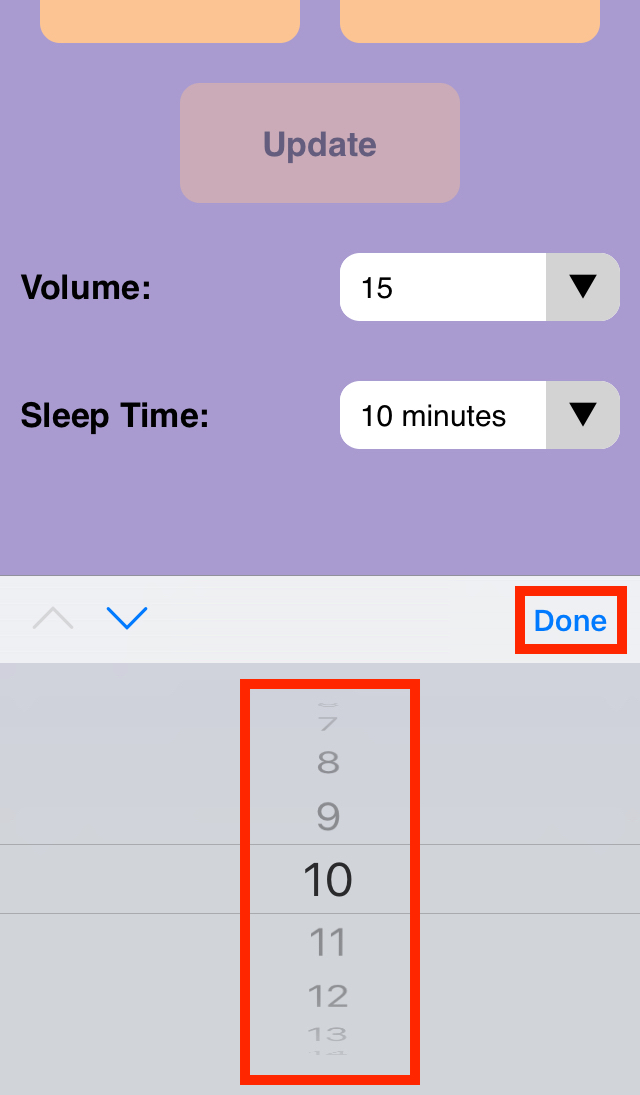 Captura de ecrã da aplicação VEX Classroom com o menu do robô 123 aberto e o menu suspenso Volume aberto. O volume pode ser alterado para qualquer valor entre 1 e 15 antes de premir o botão Concluído para fechar o menu.