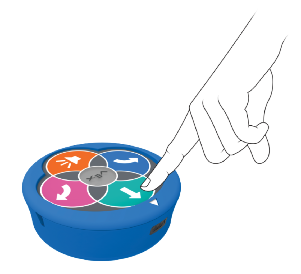 Diagramma ar roku, kas vienreiz nospiež pogu Pārvietot uz priekšu.