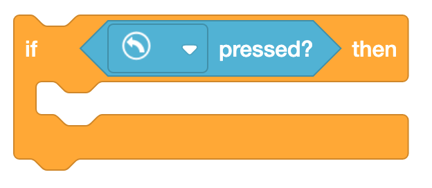 VEXcode 123 Indien een C-blok een Button pressed-blok in zijn Booleaanse parameterslot heeft.