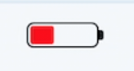 Icône de batterie rouge indiquant un robot avec une batterie faible.
