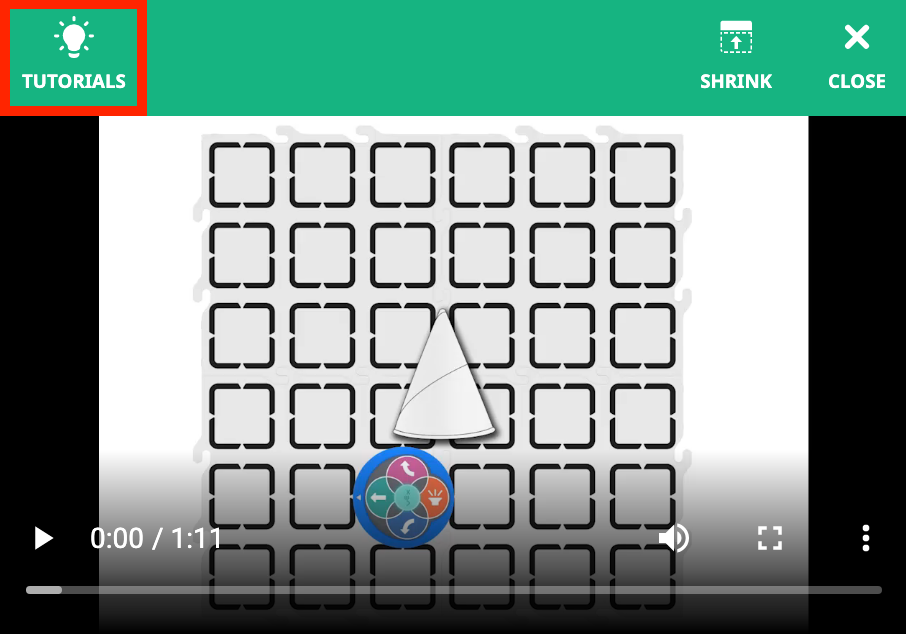 تم فتح فيديو البرنامج التعليمي الخاص بالبدء، وتم تسليط الضوء على أيقونة البرامج التعليمية في الزاوية اليسرى العليا.