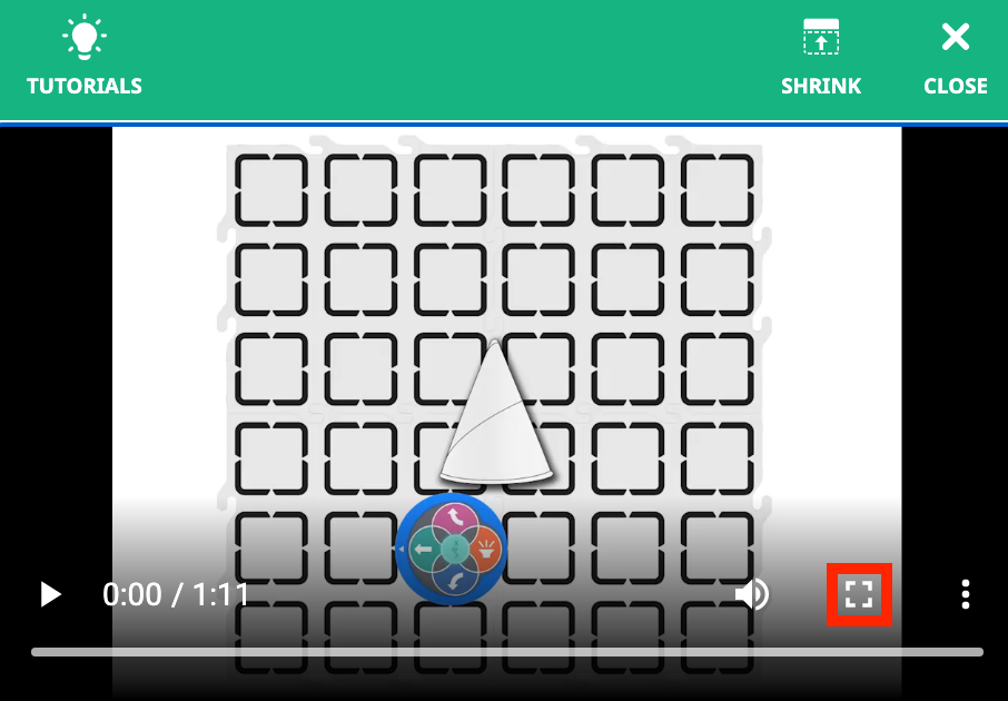 Başlarken eğitim videosu açık ve sağ alt taraftaki tam ekran simgesi vurgulanmış durumda.