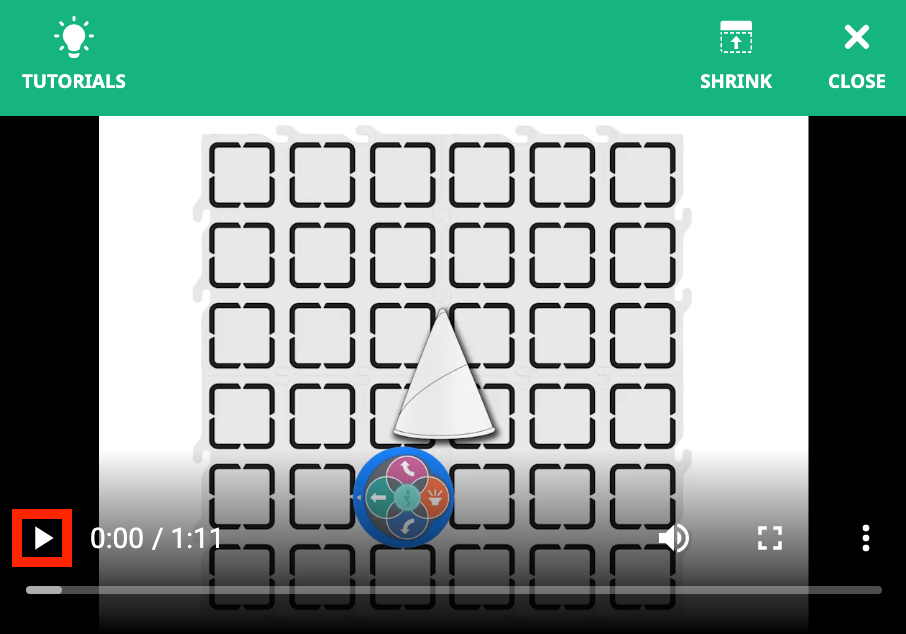 Жұмысты бастау оқулық бейнесі ашық және төменгі сол жақтағы бейнені ойнату белгішесі бөлектеледі.