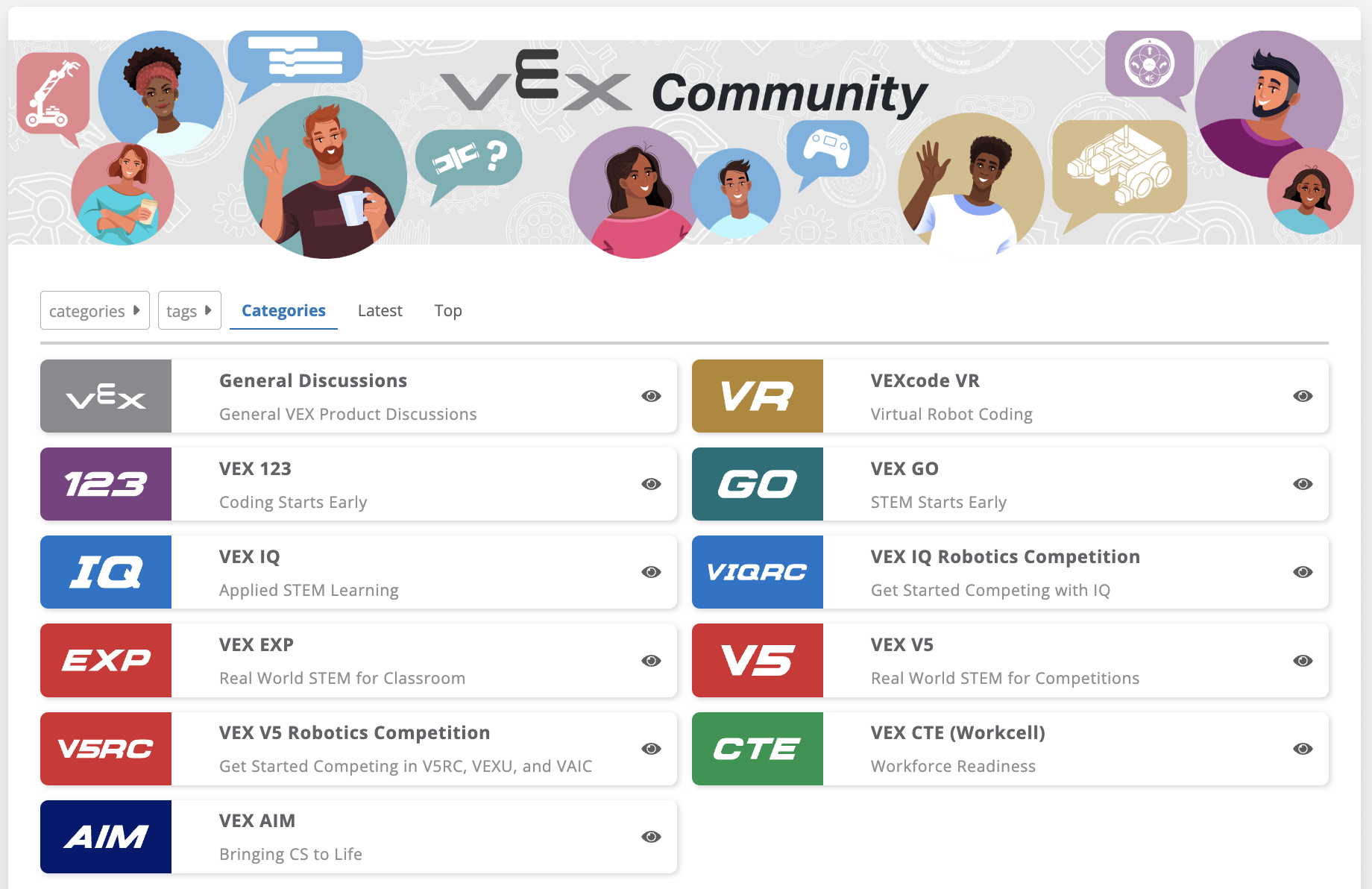 Un graphique pédagogique illustrant les étapes clés pour les débutants dans le programme VEX Education, avec des diagrammes et des icônes étiquetés pour guider les utilisateurs tout au long du processus initial de configuration et d'apprentissage.