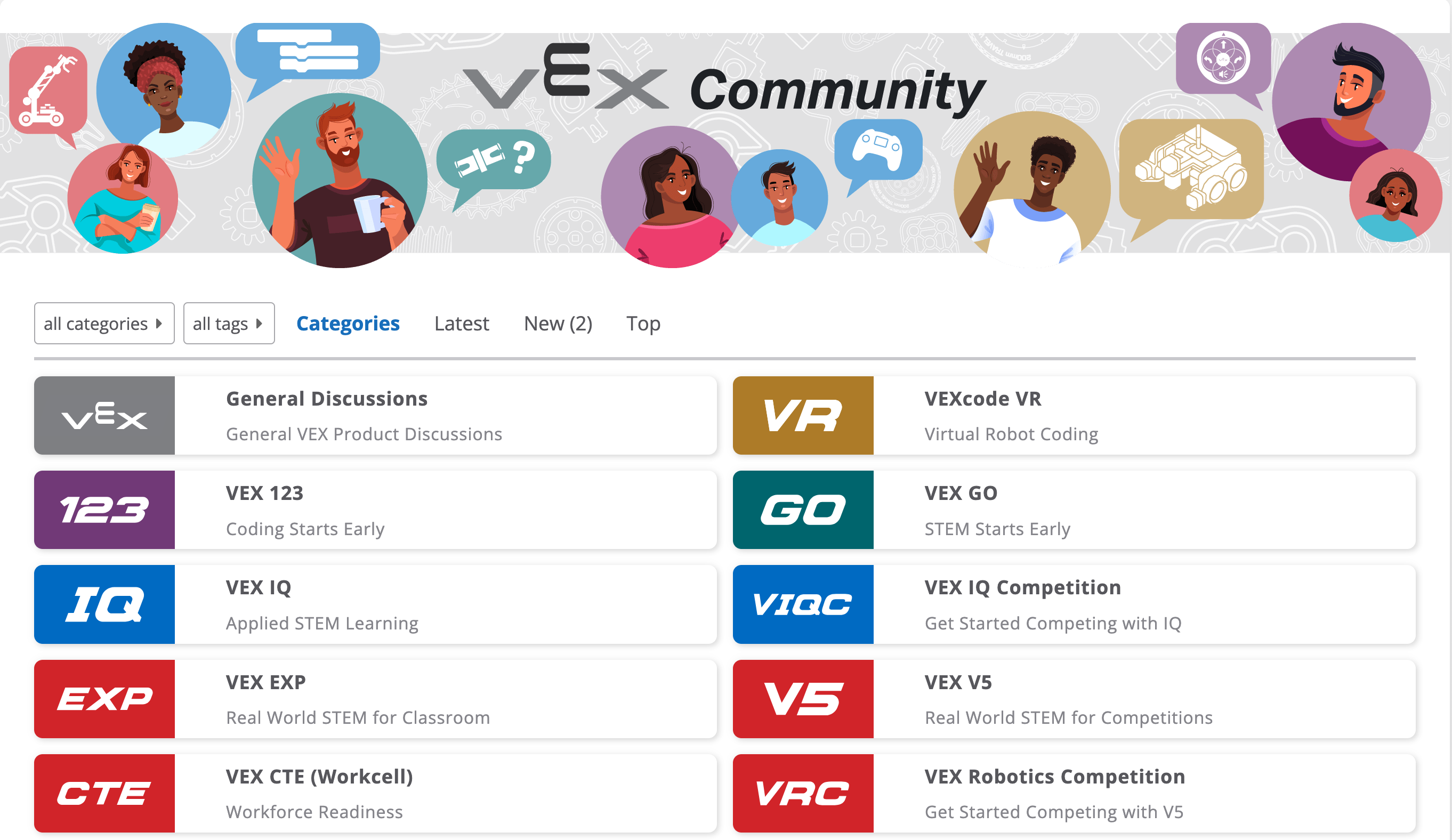 Ilustração representando as etapas para começar a usar os recursos educacionais do VEX, apresentando elementos e ferramentas essenciais para um aprendizado eficaz em robótica.