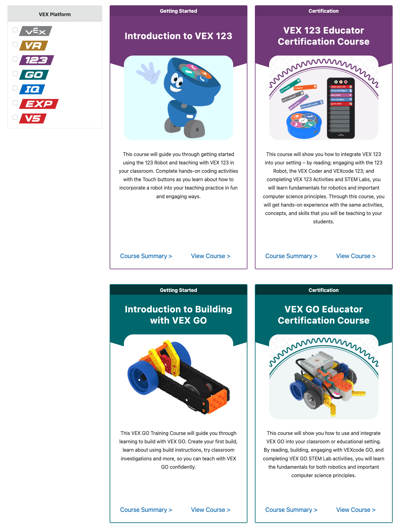 Illustrazione che illustra i passaggi chiave per iniziare a utilizzare le risorse didattiche VEX, con icone e testo che guidano gli utenti attraverso il processo di configurazione iniziale.