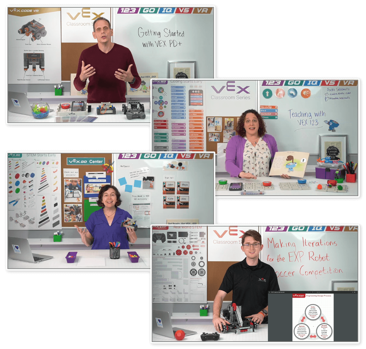 Illustratie van VEX-roboticacomponenten en installatie-instructies voor beginners, met een overzicht van de essentiële onderdelen en gereedschappen die nodig zijn om te beginnen met robotica-onderwijs.