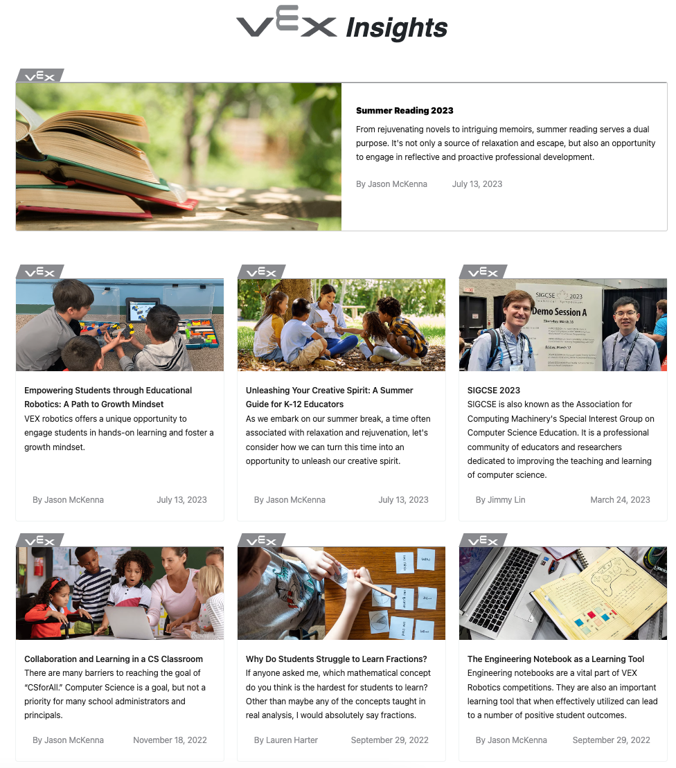 Illustratie van de belangrijkste concepten in het onderwijs, met nadruk op verschillende leerstrategieën en hulpmiddelen die relevant zijn voor het gedeelte Overzicht van het VEX Knowledge Base-artikel.