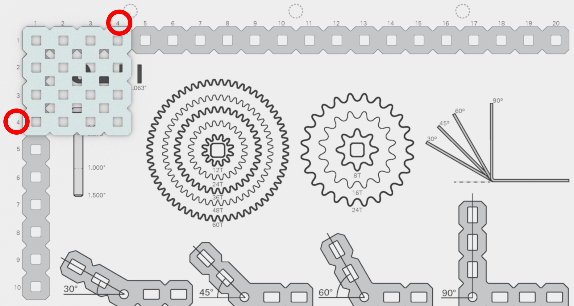 Imagen de reglas VEX mostradas sobre un fondo blanco, que muestran varias longitudes y marcas de medición, ilustrando herramientas utilizadas con fines educativos en proyectos de robótica e ingeniería.