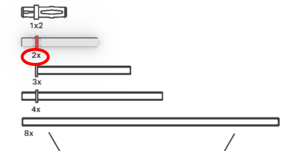 Immagine di un righello VEX progettato per misurare alberi con passo 2x, con marcature e misurazioni chiare per scopi didattici in robotica e ingegneria.