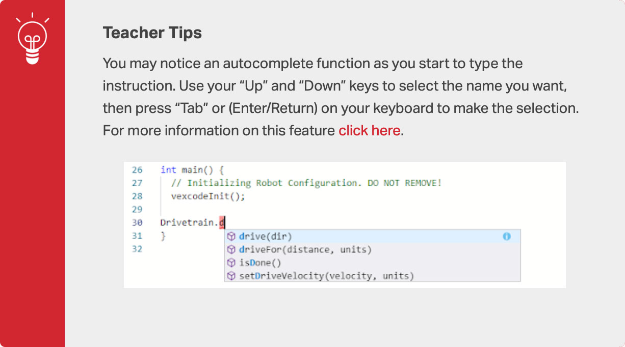 Знімок екрана інтерфейсу програмування VEX V5, який демонструє зразок налаштувань проекту, що містить блоки для кодування та візуальне представлення рухів робота, що використовується в освітніх цілях у навчанні робототехніки.