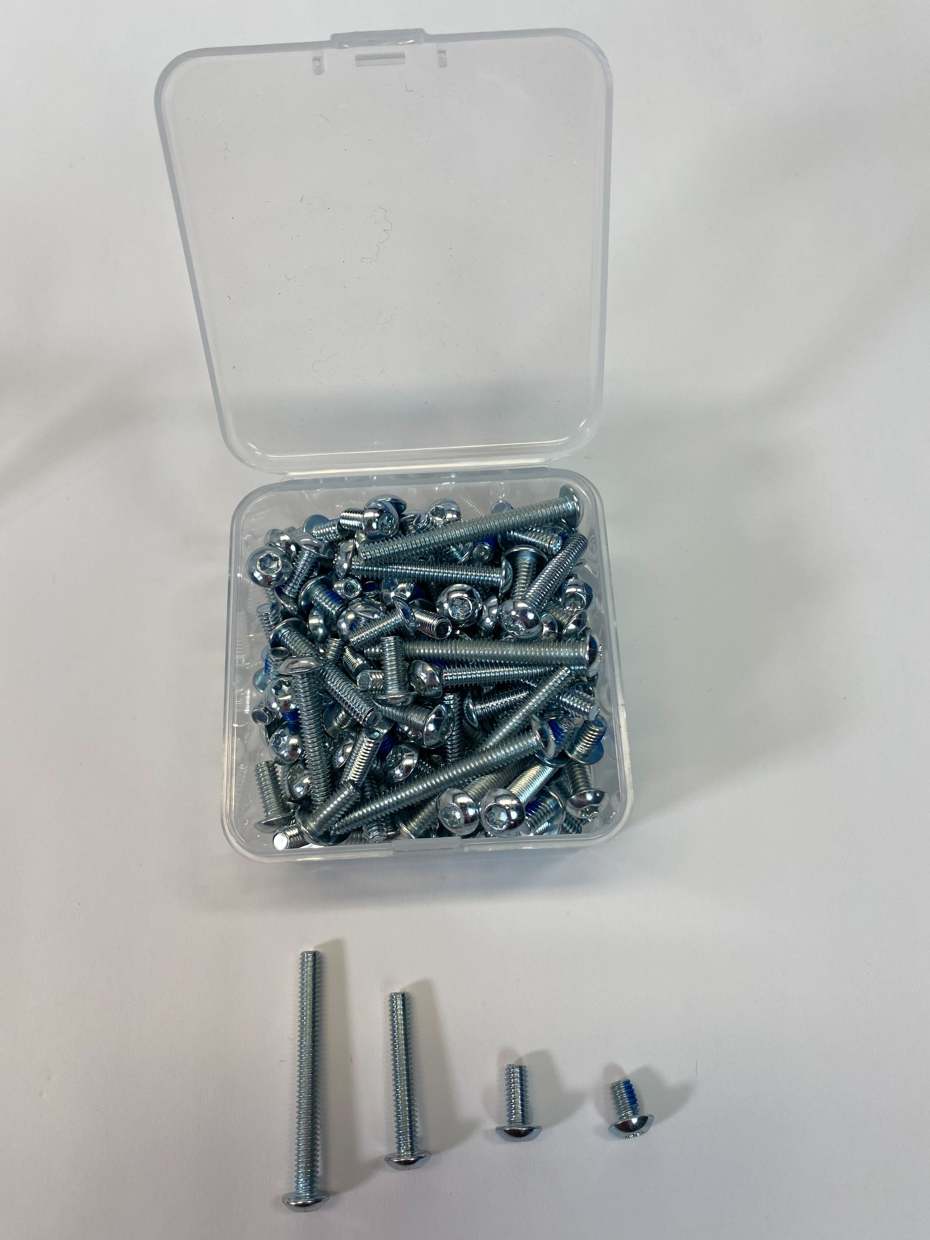 Estuche con varios tipos de piezas de tornillos extras.