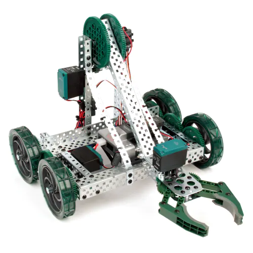 Schuine weergave van de VEX Cortex Clawbot-build.