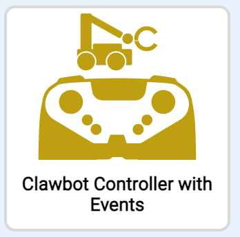 Clawbot-ohjain tapahtumilla -esimerkkiprojekti VEXcode EXP:ssä.