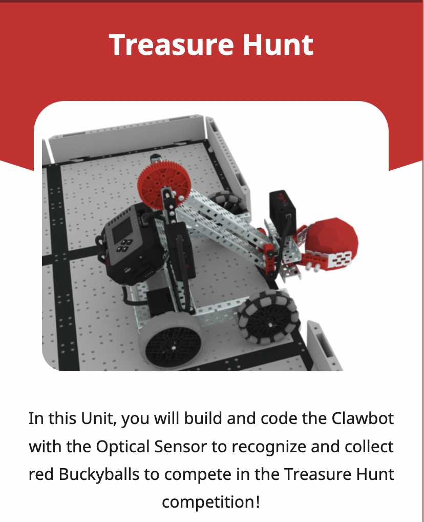 Treasure Hunt бөліміне арналған EXP STEM Lab Unit тақтасы.