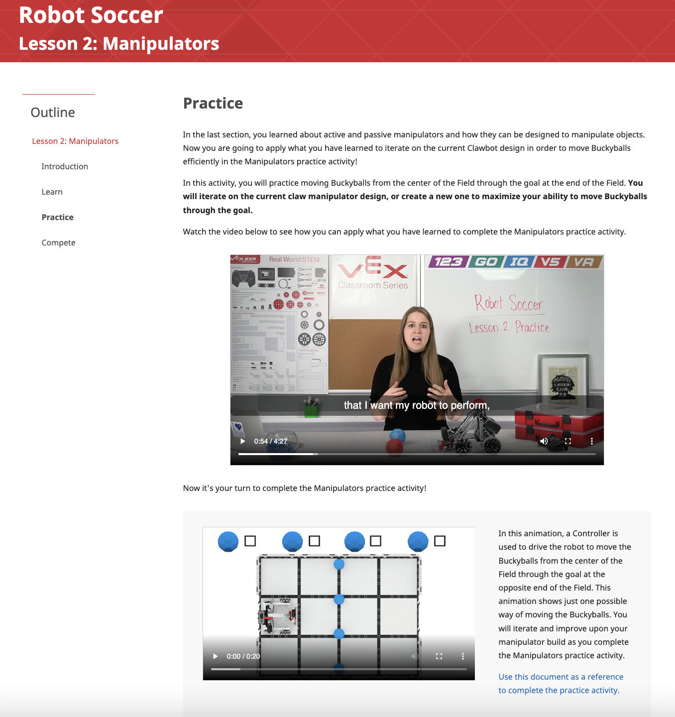 Capture d'écran de la section Exercices d'une leçon de laboratoire EXP STEM, pour illustrer le format typique d'une page d'exercices.